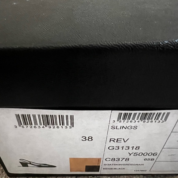 CHANEL LEATHER SLINGBACK PUMPS BEIGE/BLACK with original box etc - Picture 7 of 7